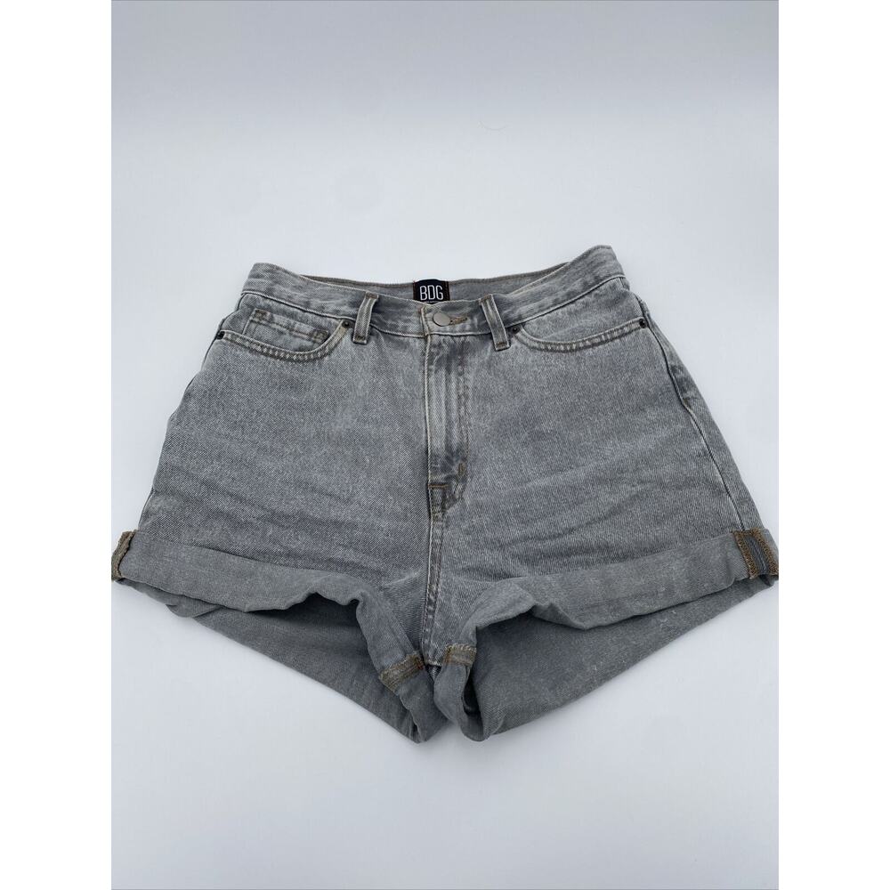 BDG Urban Outfitters Mom High Rise Jean Shorts Gray Cuffed Womens 28 Denim